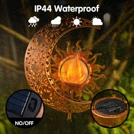 Kelvinlux Solar Sun Moon Wind Chimes Outdoor, Waterproof Wind Bells Light with Crackle Glass Ball for Outside, Clearance Unique Gifts for Mother's Day, Mom, Women, Girls, Yard, Garden, Party Decor