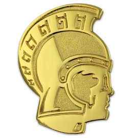 PinMart's Gold Chenille TROJAN Mascot Letterman's Jacket Lapel Pin