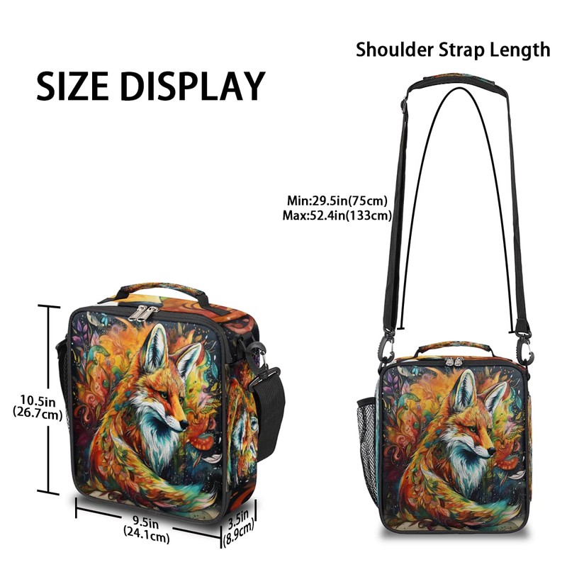 Funky Qiu Lunch Bag for Woman Man Watercolor Ethnic Fox