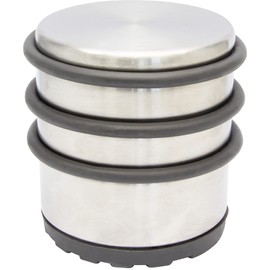 WAGNER Tower 15507200 Floor Door Stop, Diameter 70 x 70 mm, Industrial Steel in Stainless Steel Look, Soft Stop Made of Thermoplastic Rubber, Black, for Standing