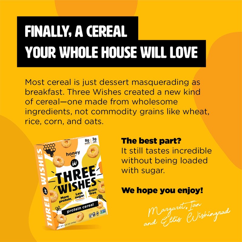 Protein and Gluten-Free Breakfast Cereal by Three Wishes (1-Pack) -