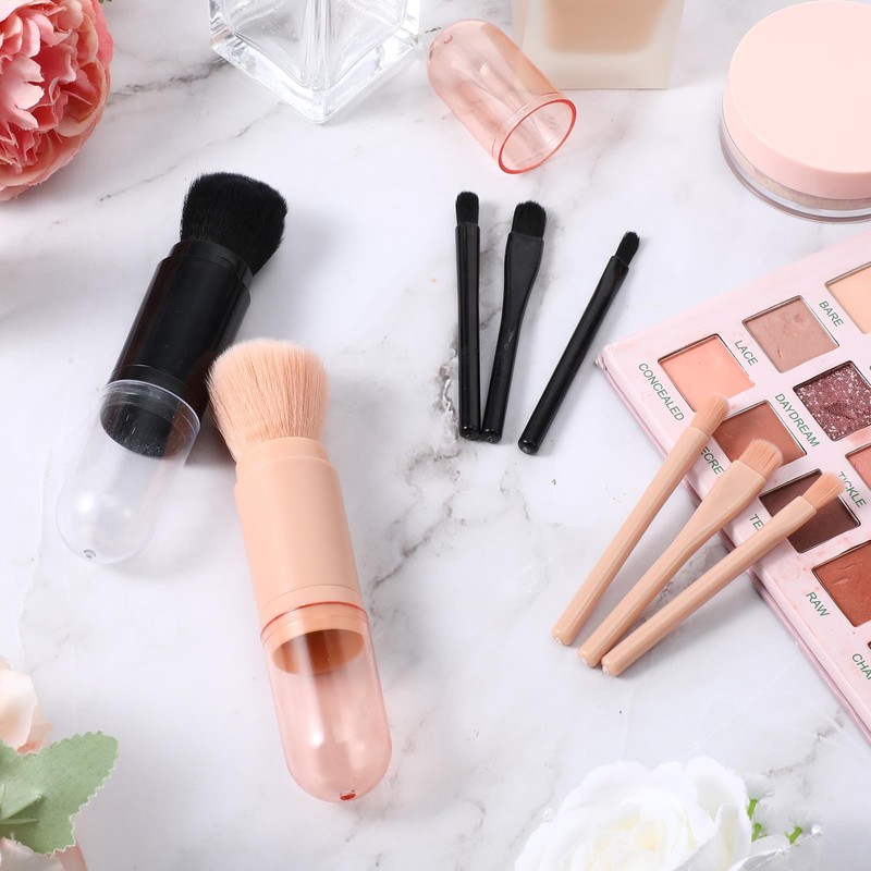 2 Sets Travel Makeup Brushes Set, 4 in 1 Mini