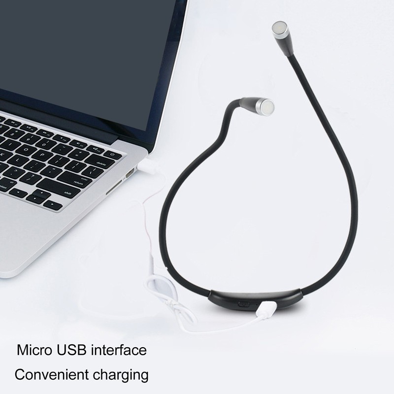 Neck Reading LED Lamp 3 Gear Brightness Bendable Silicone ABS