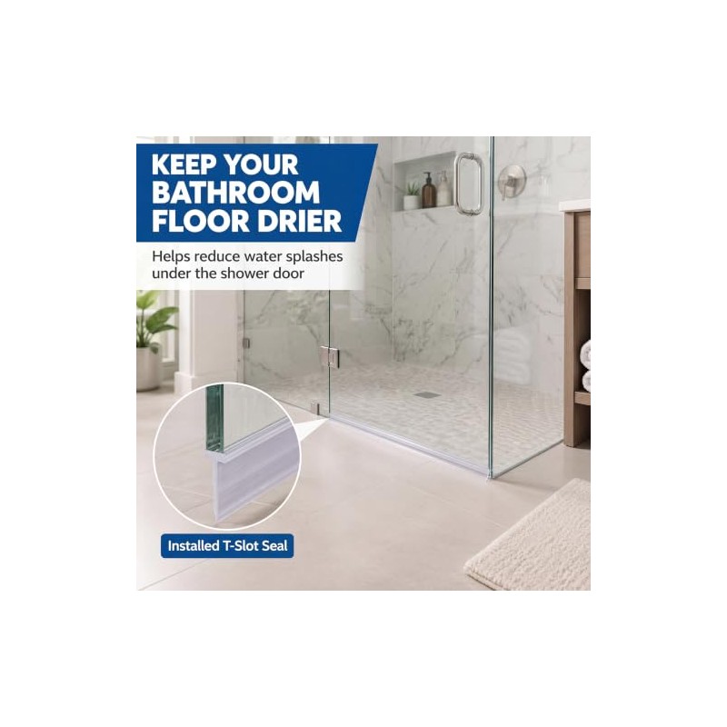 108-Inch Shower Door Bottom Seal Strip - Clear Silicone Replacement