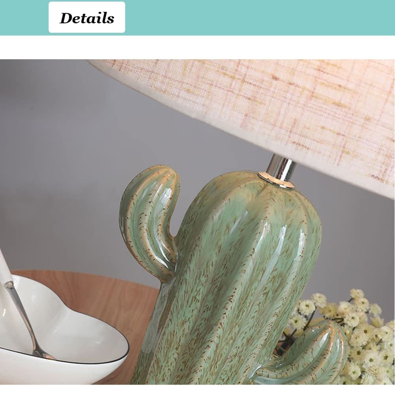 Aeyee Cactus Desk Lamp, Modern Night Light with Fabric Lampshade,