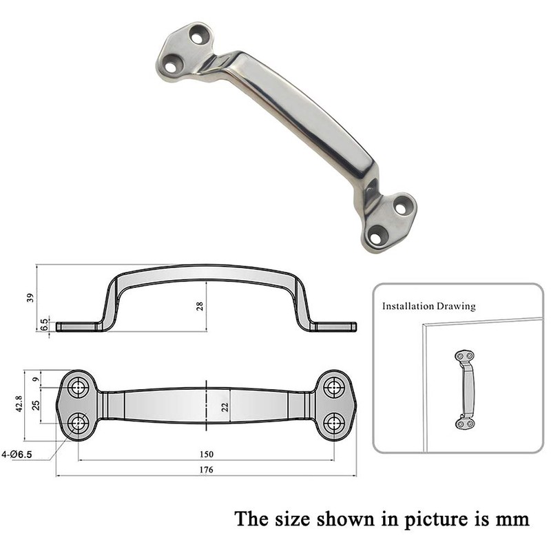 YUDTKK Heavy Duty Marine Grade Handle Stainless Steel Lift Grab