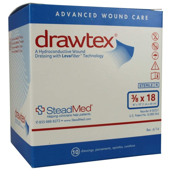 Drawtex Hydroconductive Wound Dressing with LevaFiber - 00321 - Box of 10