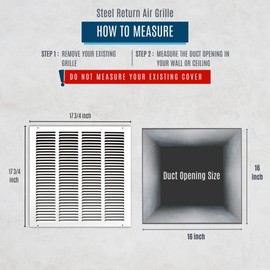 Fits 16x16 Duct Opening | Steel Return Air Grille by Handua | Vent Cover Grill for Sidewall and Ceiling | White | HVAC Cold Air Intake Grille | Outer Dimensions: 17.75"W X 17.75"H
