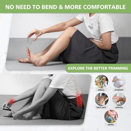 BALUCA Ergonomic Nail Clipper for Seniors - Toenail Clipper for Thick Toenails and Fingernails, Long Handle Nail Clippers with Catcher, Precision Nail Trimmer for Men and Women - Silver