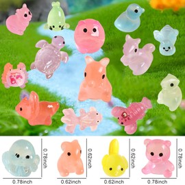 Mini Resin Animals 100 Pcs Tiny Resin Animals Glow in The Dark for Miniature Fairy Garden Decoration Accessories Micro Landscape Aquarium Potted Decoration