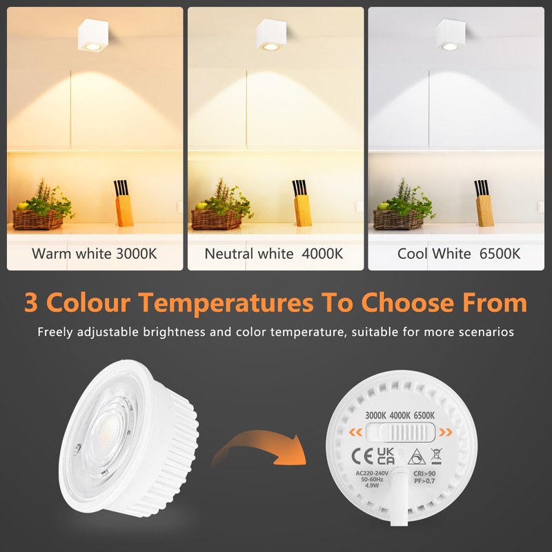 GeyouLux 3CCT LED Surface-Mounted Spotlight Square White - Extra Flat