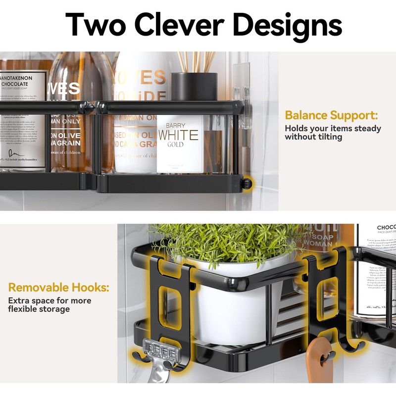 YASONIC Shower Caddy Corner, 3-Pack Adhesive Rustproof Stainless Steel Shower