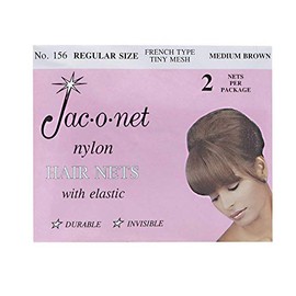 Jac-O-Net French Type, Tiny Mesh Hair Net-Regular Size, Medium Brown, 2 Nets Per Pack [1 Pack]