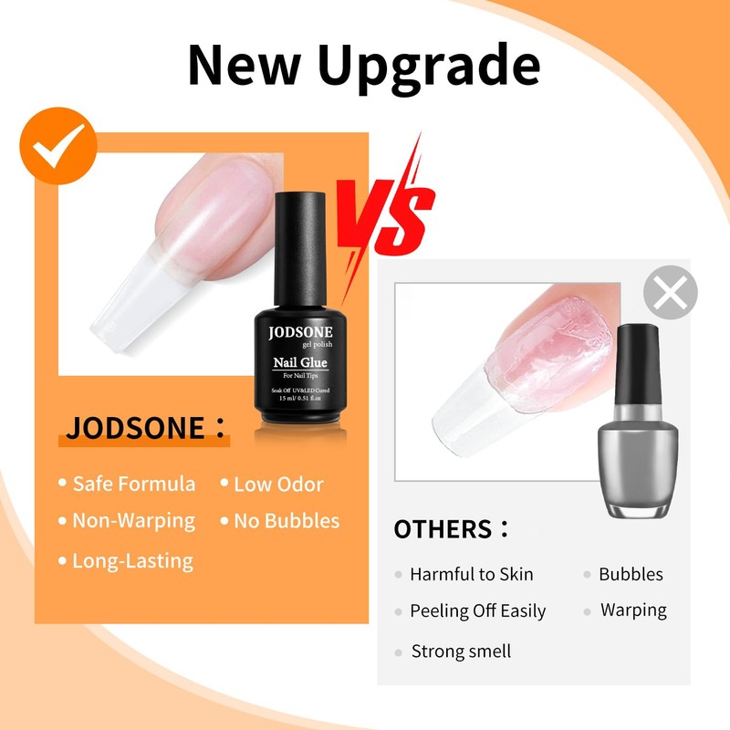 JODSONE 2PCS 15ML Nail Glue Gel for False Nail Tips