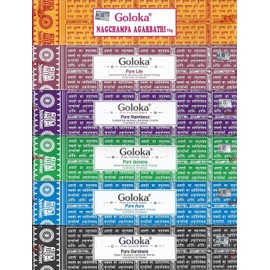 GOLOKA Set of 6 Nag Champa Sandalwood Lavender Jasmine Tulasi and Fancy Incense Kit (Incense Holder Included)