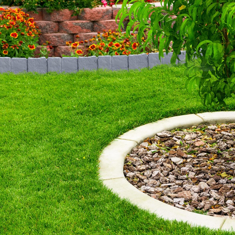 Relaxdays 10-Piece Border for Flower Beds, Stone Look, H x