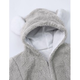 MOMBEBE COSLAND Baby Boys Girls Winter Snowsuit, Infant Rompers with Hood, Kids Cotton Lint Jumpsuit, Grey, 6-9 Months