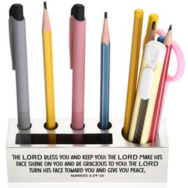 YODOCAMP Numbers 6:24-26 Bible Verse Pen and Pencil Holder, Inspirational Scripture Desk Organizer, Motivational Gift for Teachers, Pastors, Graduates Pen Holder TZC105