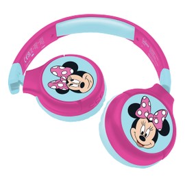 Lexibook Minnie HPBT010MN 2 in 1 Bluetooth Headphones for Kids Stereo Wireless Wired Child Safe for Boys Girls Foldable Pink Blue