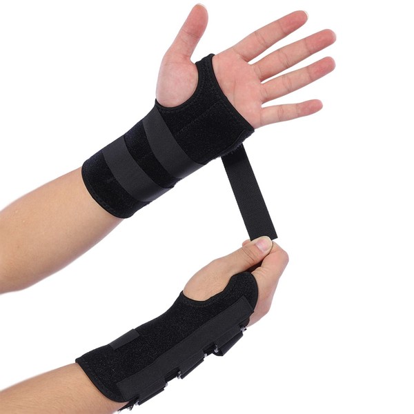 Zerone Carpal Tunnel Syndrome Night Wrist Support Brace Steel Strip Fixed Wrist Support Adjustable Compression Strap Protective Wrist Palm Guard for Arthritis Athletic Sprain, 1 Pair