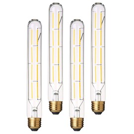 YFXRLIGHT Dimmable T10 Edison Led Long Tubular Bulb 4000k Daylight White,8W Vintage Filament Bulb 80W Equivalent, E26 Base Led Bulb, 8.9inch, Pack of 4