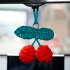 AMIORO Hand Knitted Cherry Pendant Hanging Ornament for Car Rear