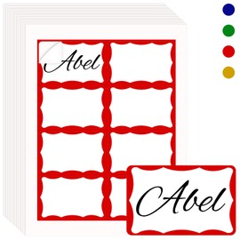 Name Tag Stickers,Printable Name Labels 200pcs,3.5" x 2.25"Address Labels, 8.5" x 11 "Computer Size Paper Lables Stickers for Laser/Inkjet Printer (Red, 3.5" x 2.25")