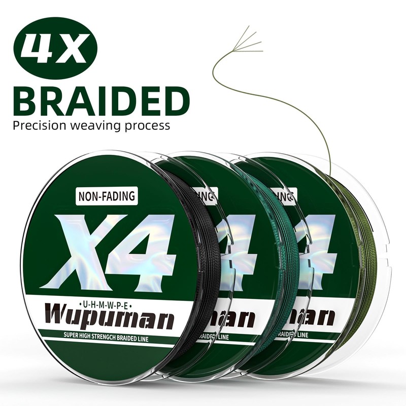 WUPUMAN PE Fishing Line, 4 Braided, No Fading, (150M, 300M,