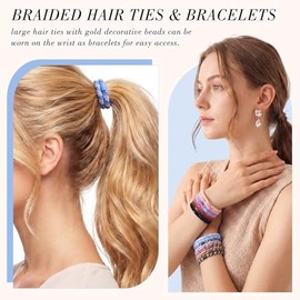 Obeoby 20 Pcs Hair Bobbles for Women and Girls, Thick Hair Bands No Damage Braided Elastics - Elastic Hair Ties Ponytail Holders (Colorful)