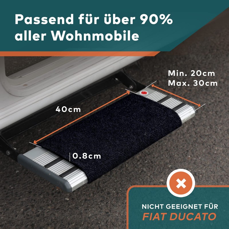 Premium Caravan Step Doormat, Exclusive Carpet for Camper, in Grey/Black,