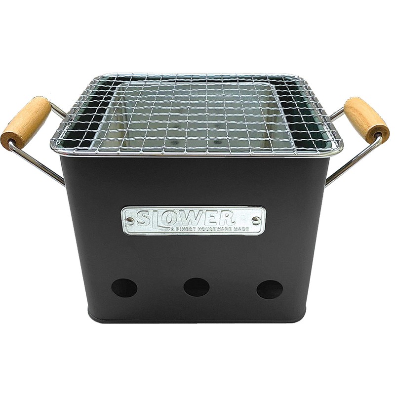 SLOWER SLW195 Barbecue Stove, Tabletop, Bonfire Stand, Compact, Black, (S)