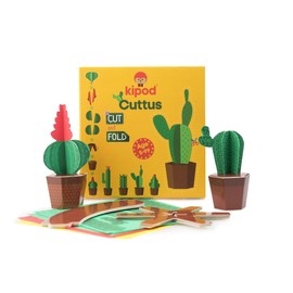 kipod Cuttus Cactus Creation Kit Cut and Fold Papercraft Set for Boys and Girls Ages 5+ – Features Five Varieties and Sizes of Cacti Plant – Montessori Inspired Arts & Crafts – Easy Assembly