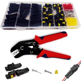 Twippo 20 Kits 2 Pin Connector Automotive Electrical Connectors Quick Disconnect 2 Wire Waterproof Connector Terminal Plug Kit with Ratchet Crimping Tool