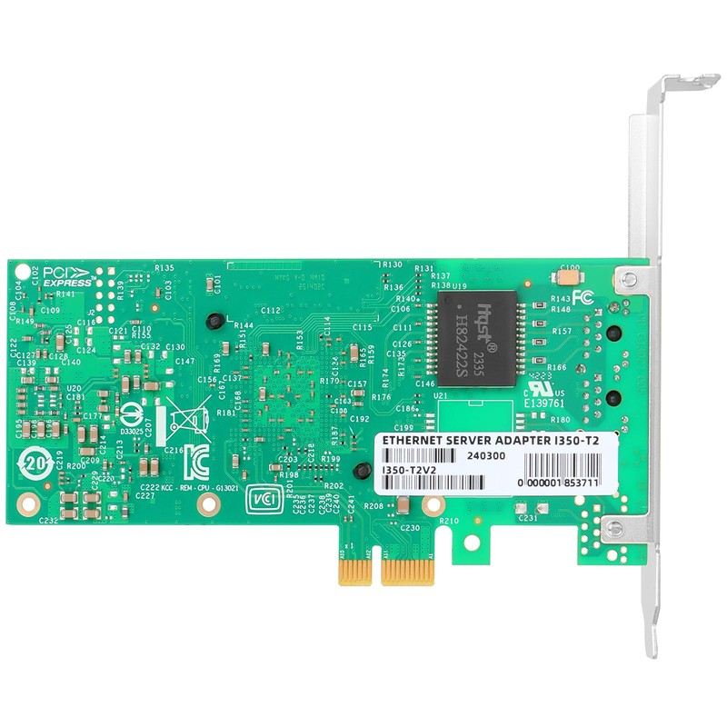 Euqvos PCIe Ethernet Network Card for Intel I350-T2 I350AM2 Chipset