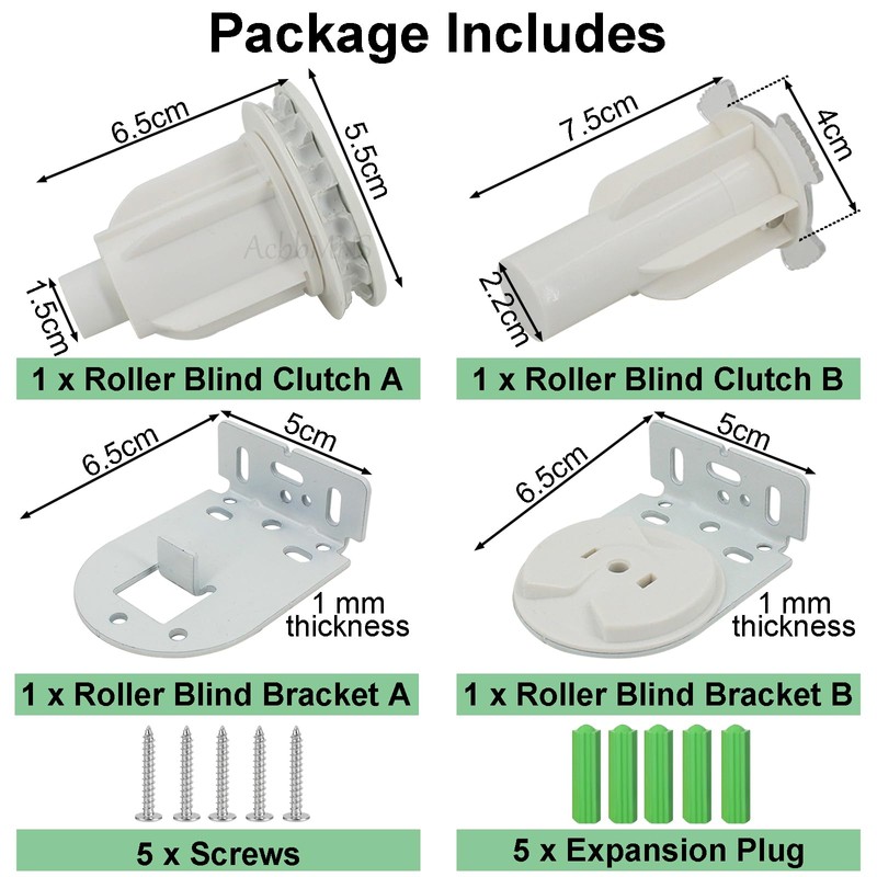 AcbbMNS 38mm Roller Blind Fittings Replacement Repair Kit, 2Pcs Roller