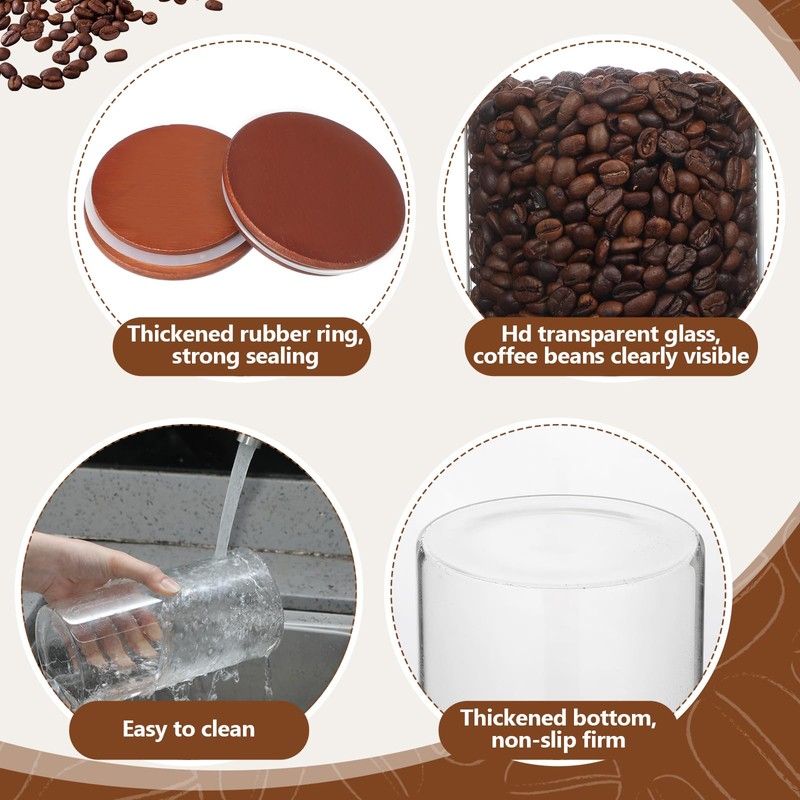 Suclain 3 Pcs Glass Coffee Bean Container 44 oz Airtight