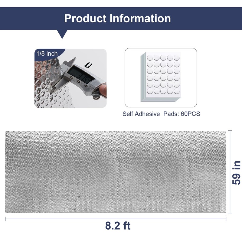 DGSL Double Reflective Bubble Foil Insulation Foam, 59IN X 8.2FT