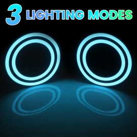 YnGia EL Panel Light, 2PCS 13cm Ice Blue Glowing LED Eyes Electroluminescent Sheet Light DIY Cuttable Round Ring EL Neon Sheet Cosplay Mask Eyes Decoration with Battery Box