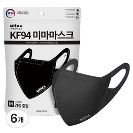 Mima Health Mask Medium KF94, 10-pack, 6 packs, Black / 미마 보건용 마스크 중형 KF94, 10개입, 6개, Black