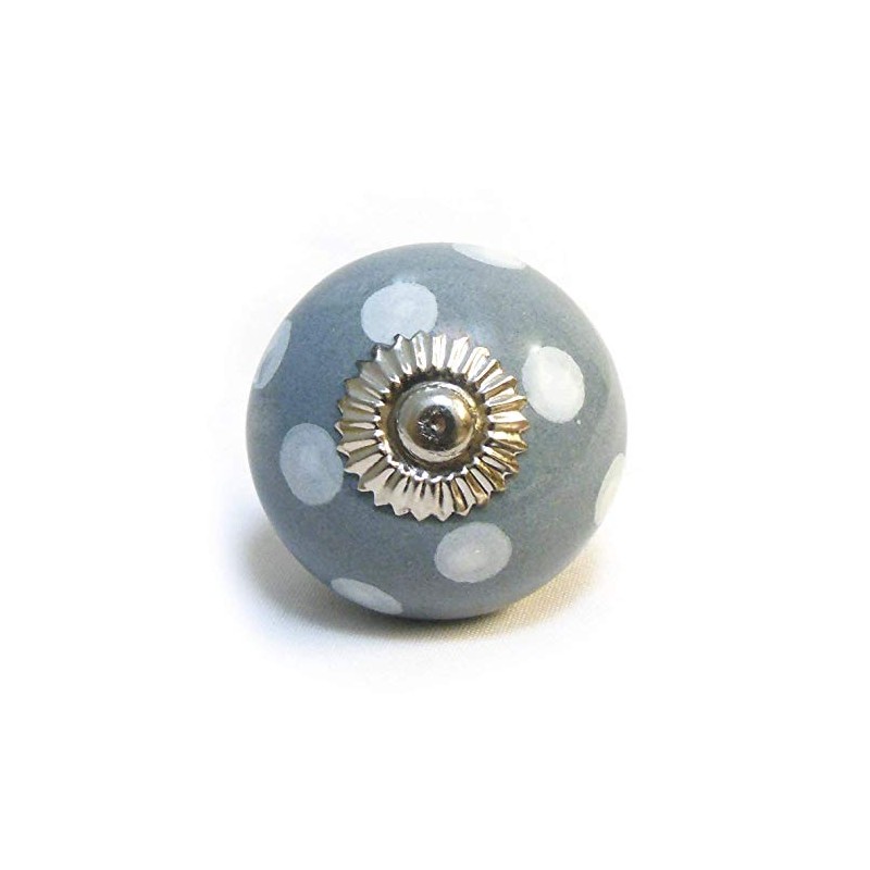 Pushka Home Set of 8 Grey White Ceramic Cupboard Door