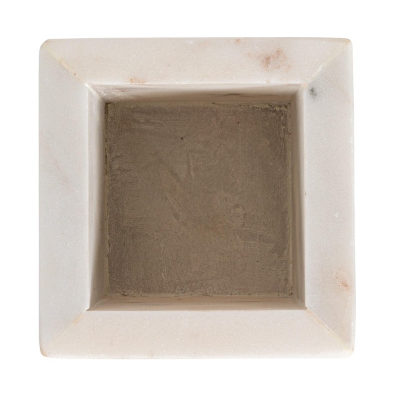 Creative Co-Op Square Marble Container, White