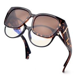 Face Shadow Oversized Polarised Over Normal Glasses, UV400 Protection, Over Glasses for Glasses Wearers, Women, Ultra Light Driving, Fishing, K3 Water Dyed Teal Frame/Brown Lens