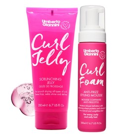 Umberto Giannini Curl Jelly Scrunching Jelly & Curl Foam Mousse Styling Duo - Vegan & Cruelty Free Curl Control Hair Gel & Mousse for Defrizzing Curly or Wavy Hair