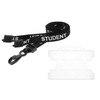 Black Student Lanyard with Double Sided Card Holder (Clear)