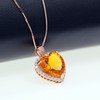 Uloveido Citrine Yellow Topaz Sterling Silver Love Heart Pendant Necklace