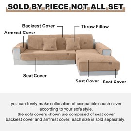 vctops Sherpa Fleece Sofa Couch Covers Super Soft Warm Plush Sectional Couch Cover Luxury Fuzzy Furry Non Slip Sofa Slipcover Furniture Protector (Coffee,28"x47")