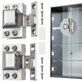 Glass Door Hinges for Cabinets, Cabinet Glass Door Hinges,304 Stainless Steel for 5-8mm Cabinet Door(Silver-2PCS)