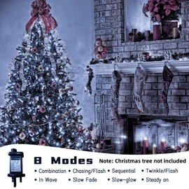 Christmas Tree Lights 2m 400LED Christmas String Lights Plug in Fairy Lights Plug in Christmas Decorations Xmas Lights Waterproof with 16 Strands 8 Modes Romote for Indoor Outdoor Decoration