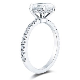 Bo.Dream 2 Carat Pear Shaped Cubic Zirconia Engagement Rings For Women Platinum Plated Sterling Silver Size 5