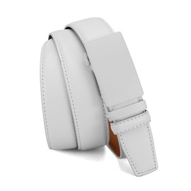 DOOPAI Men's Leather Ratchet Belt - Adjustable Slide White Belt for Dress and Casual, Trim to Fit, Gift-Ready with Stylish Buckle (35mm)